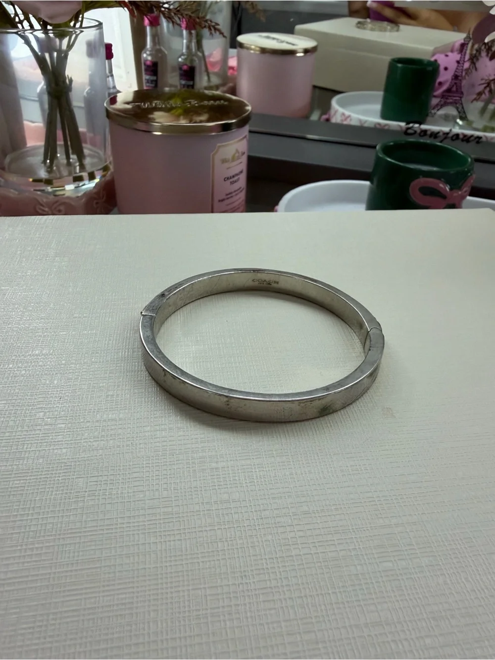 Coach Silver-Tone Bangle with Gold Accent Hardware